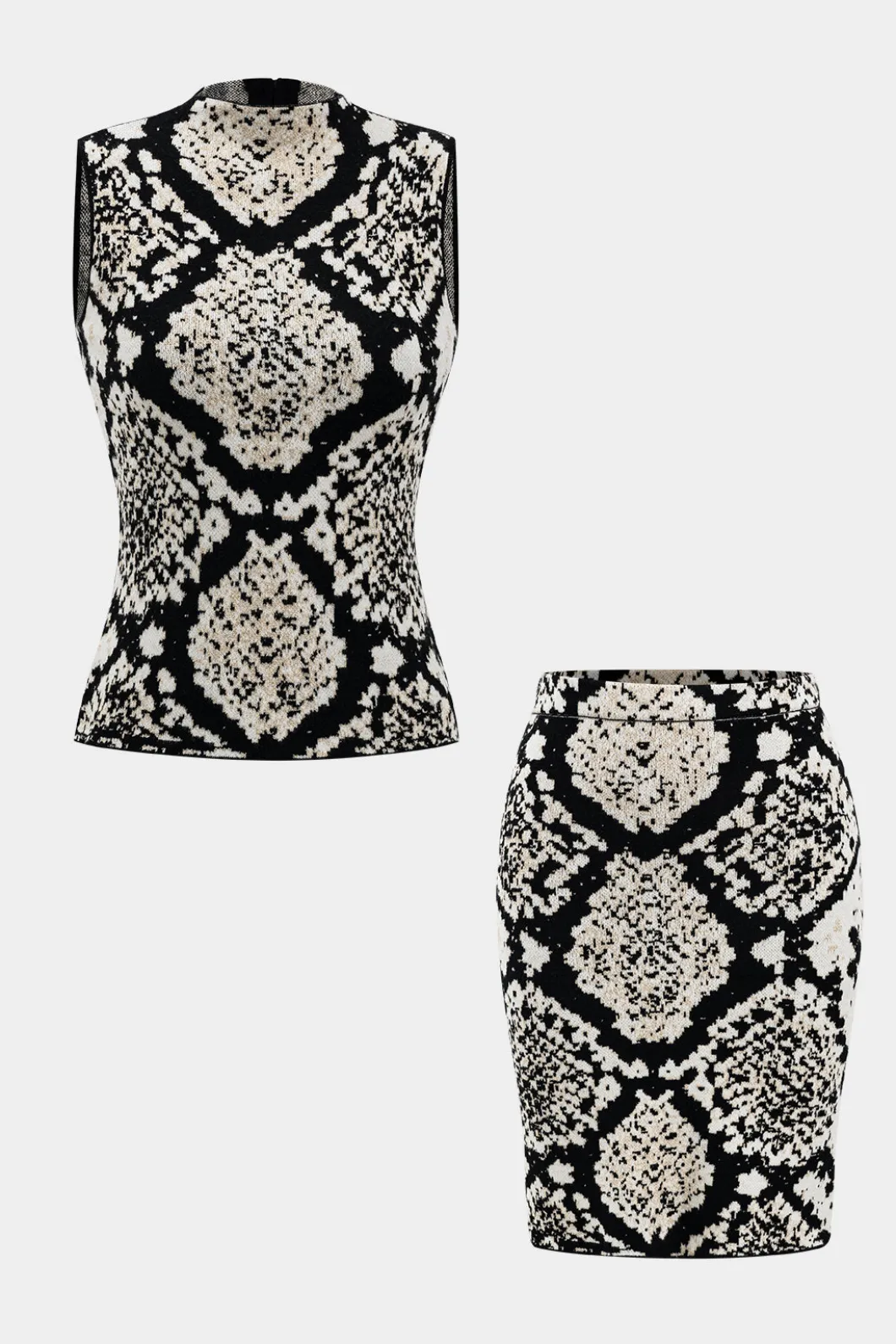 Abstract Pattern Knit Tank Top And Skirt Set>MICAS Sale