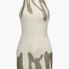Abstract Print Backless Tie-Up Sleeveless Mini Dress>MICAS New