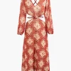 Abstract Print Cross Tie Backless Maxi Dress>MICAS Outlet