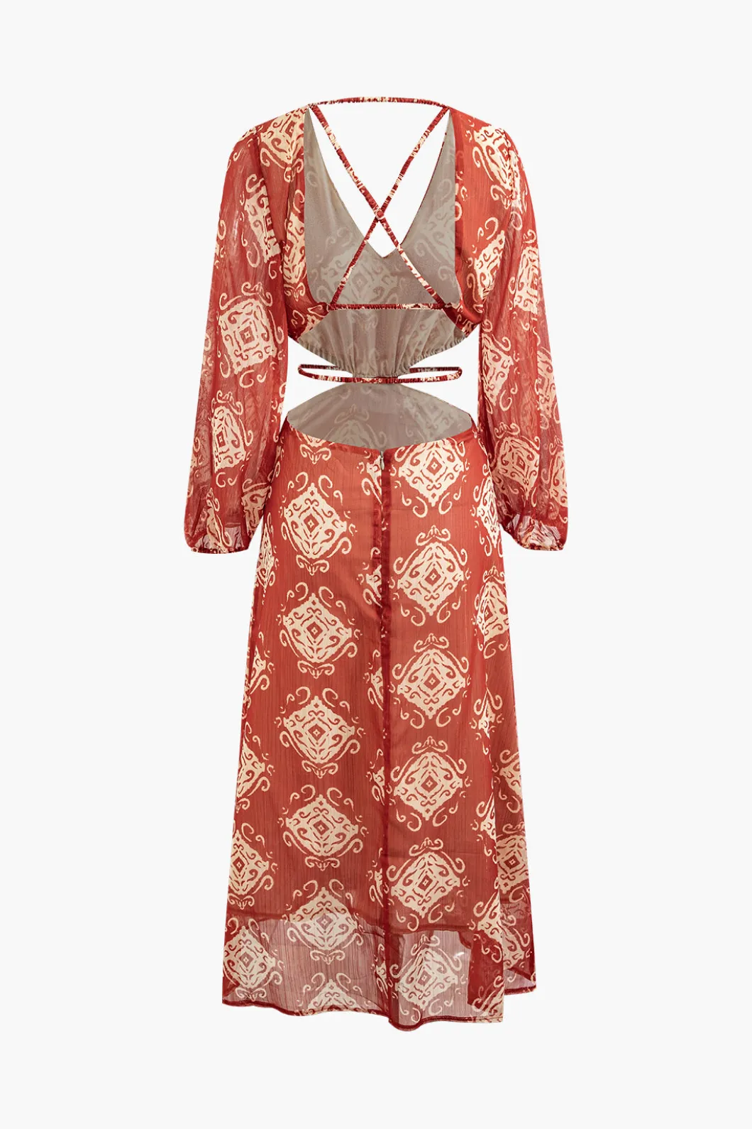 Abstract Print Cross Tie Backless Maxi Dress>MICAS Outlet