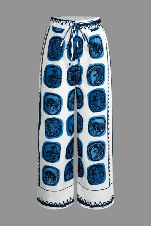 Abstract Print Drawstring Wide Leg Pants>MICAS Clearance