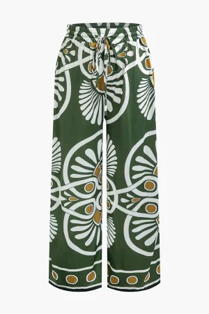 Abstract Print Drawstring Wide Leg Pants>MICAS Discount
