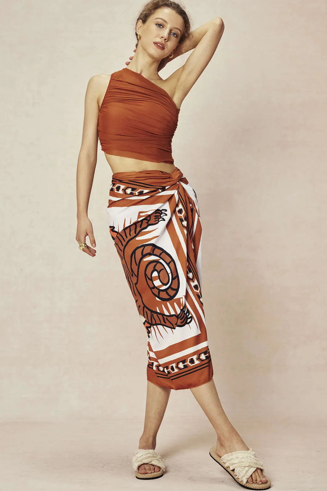Abstract Print Knot Maxi Skirt>MICAS Online