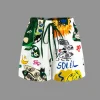 Abstract Print Knot-Front Shirt And Drawstring Shorts Set>MICAS New
