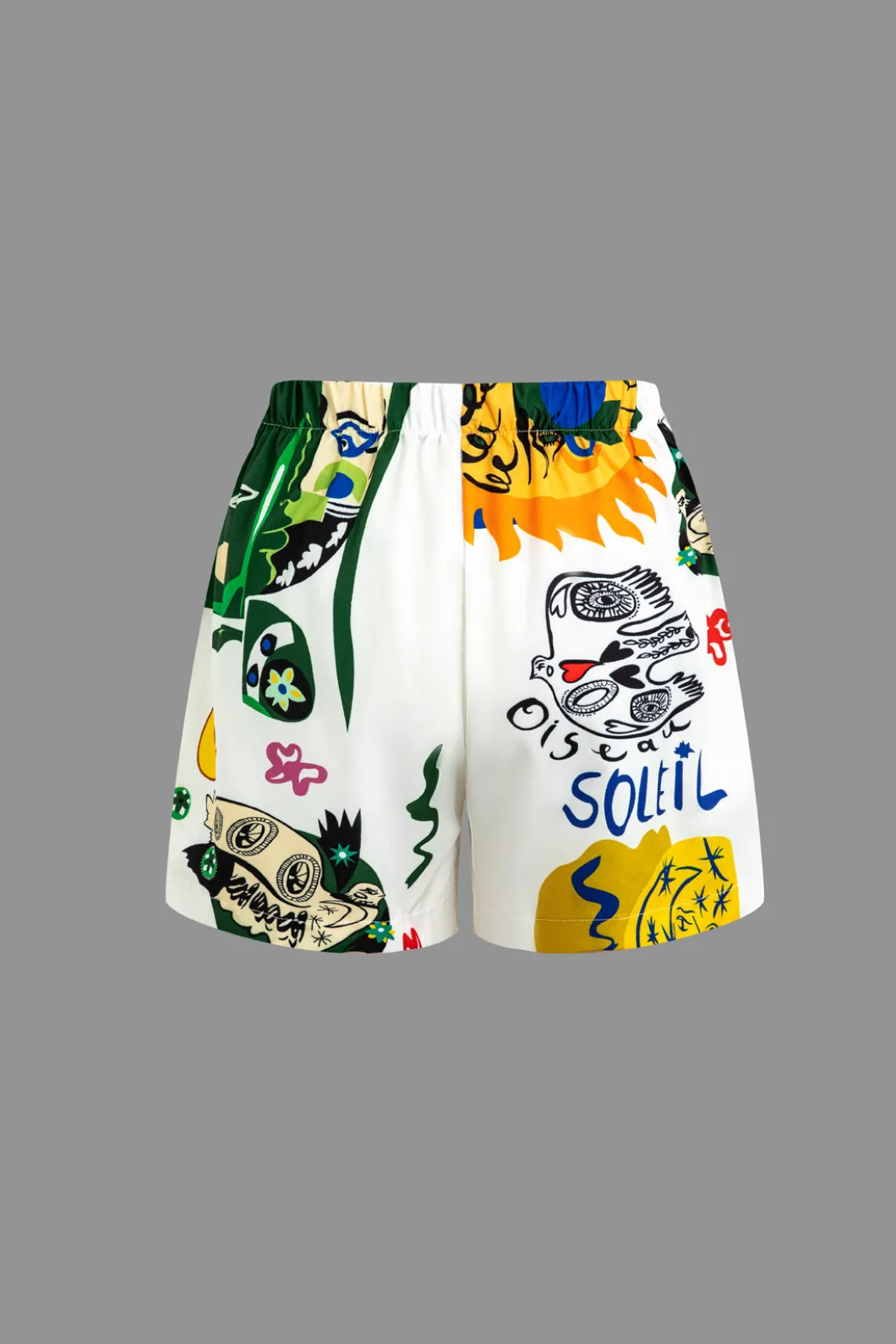 Abstract Print Knot-Front Shirt And Drawstring Shorts Set>MICAS New