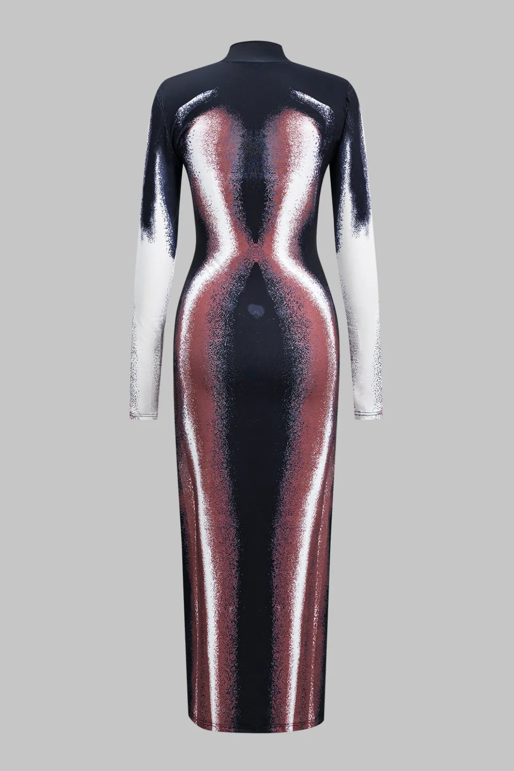 Abstract Print Long Sleeve Maxi Dress>MICAS Best