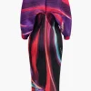 Abstract Print Pleated V-Neck Batwing Sleeve Maxi Dress>MICAS Clearance