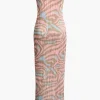 Abstract Print Plisse Strapless Maxi Dress>MICAS Discount