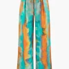 Abstract Print Satin Tie Waist Wide Leg Pants>MICAS Fashion