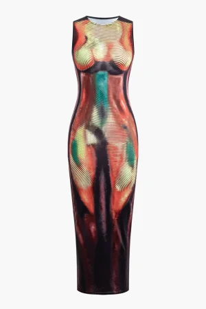 Abstract Print Tank Midi Dress>MICAS Outlet