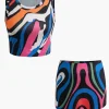 Abstract Print Tank Top And Asymmetric Skirt Set>MICAS Sale