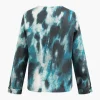 Abstract Print V-neck Button Up Shirt>MICAS Clearance