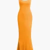 Adjustable Strap Mermaid Maxi Slip Dress>MICAS Clearance