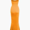 Adjustable Strap Mermaid Maxi Slip Dress>MICAS Clearance