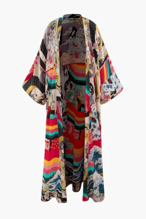 Allover Print Kimono Sleeve Cover Up>MICAS Online