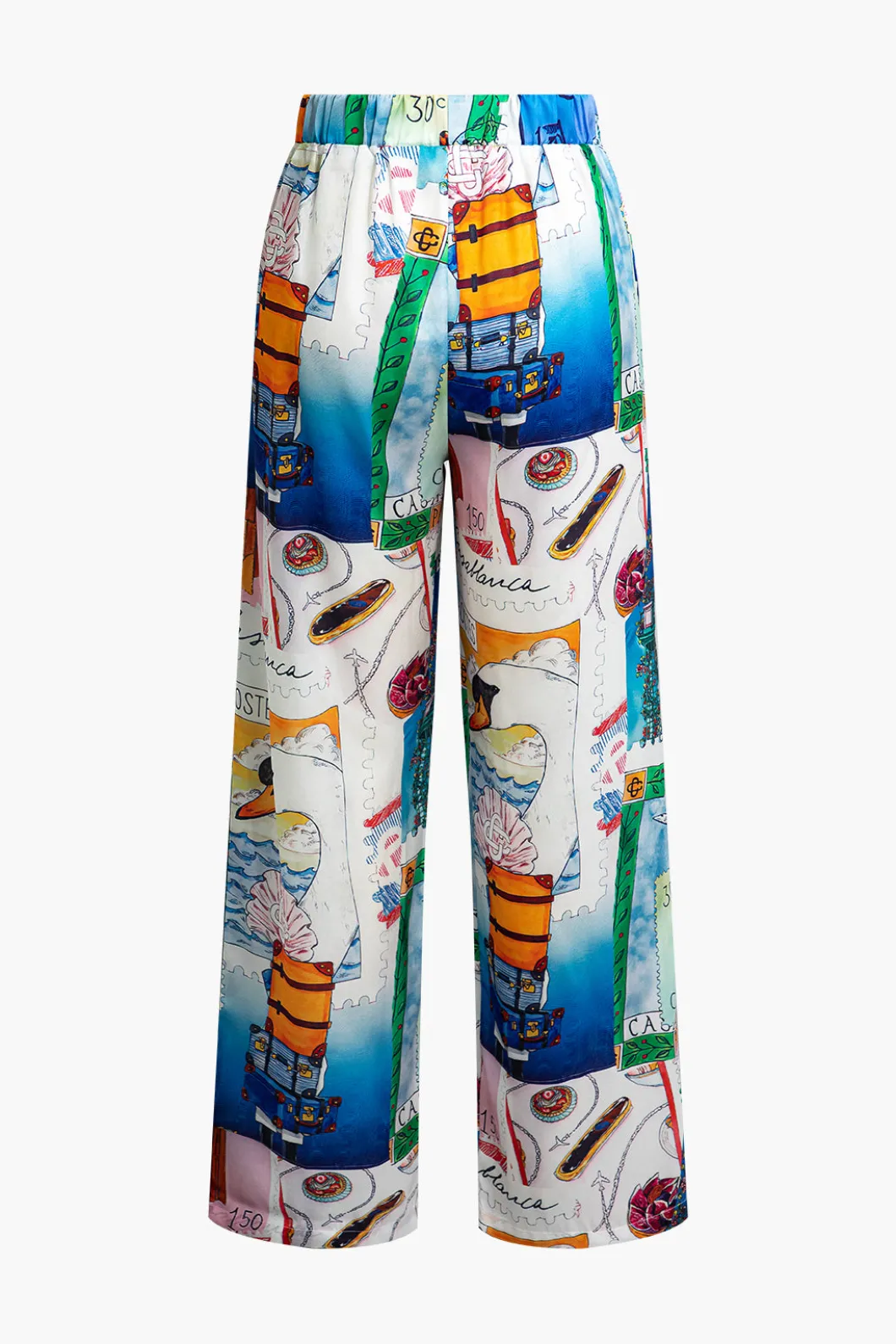 Artistic Print Wide Leg Trousers>MICAS Hot