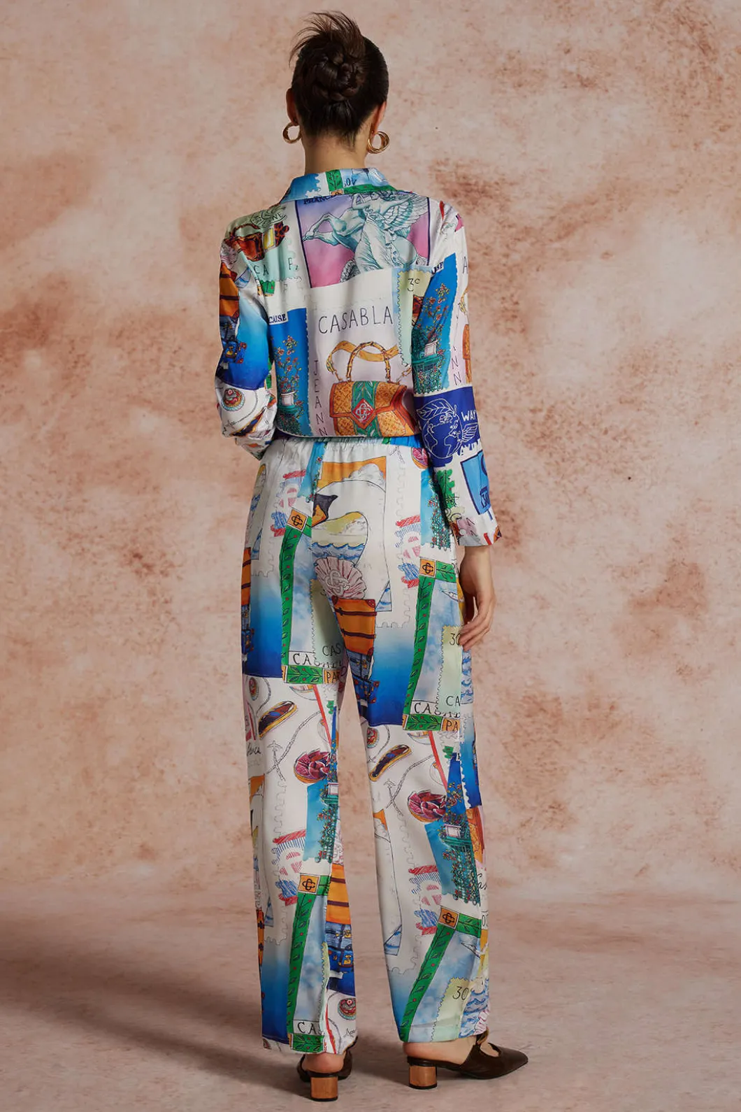 Artistic Print Wide Leg Trousers>MICAS Hot