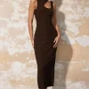 Asymmetric Cut Out Sleeveless Slit Midi Dress>MICAS Sale
