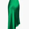 Asymmetric Hem Slit Button Deco Skirt>MICAS Outlet