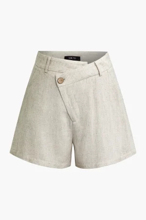 Asymmetric Linen Shorts>MICAS Online