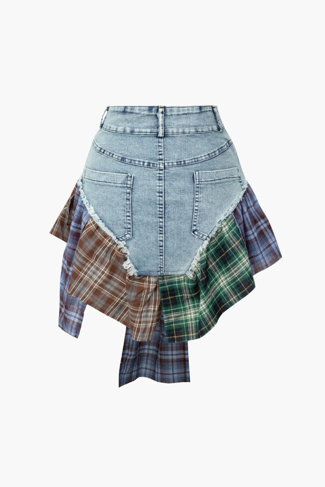 Asymmetric Patchwork Denim Mini Skirt>MICAS Outlet