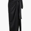Asymmetric Ruched Cami Top And Tie Split Maxi Skirt Set>MICAS Best