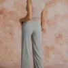 Asymmetric Waist Ruched Straight Leg Pants>MICAS New