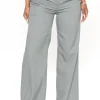 Asymmetric Waist Ruched Straight Leg Pants>MICAS New