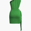 Asymmetrical Cut Out Ruched Tie Mini Dress>MICAS Online