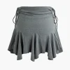 Asymmetrical Drawstring Ruched Mini Skirt>MICAS Discount