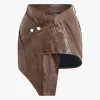 Asymmetrical Faux Leather Mini Skirt>MICAS Outlet