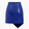 Asymmetrical Faux Leather Ruched Skirt>MICAS Outlet