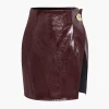 Asymmetrical Faux Leather Skirt Set>MICAS Outlet