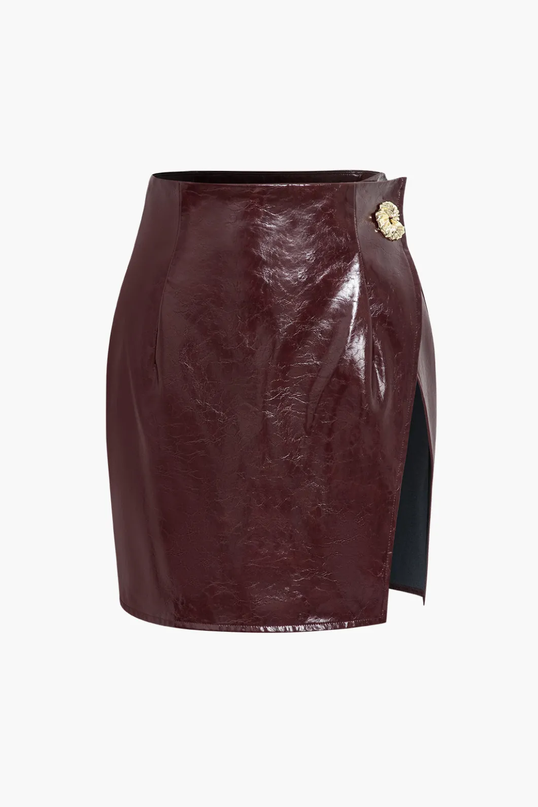 Asymmetrical Faux Leather Skirt Set>MICAS Outlet