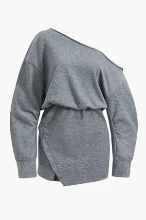 Asymmetrical Long Sleeve Mini Dress>MICAS Discount