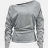 Asymmetrical Long Sleeve T-Shirt>MICAS Fashion
