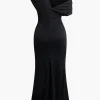 Asymmetrical One Shoulder Ruched Slit Maxi Dress>MICAS Discount