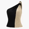 Asymmetrical Patchwork Knit Tank Top>MICAS New