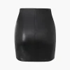 Asymmetrical Ruched Faux Leather Mini Skirt>MICAS Online