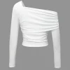 Asymmetrical Ruched Long Sleeve Top>MICAS Online