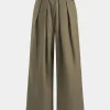 Asymmetrical Ruched Wide Leg Trousers>MICAS New