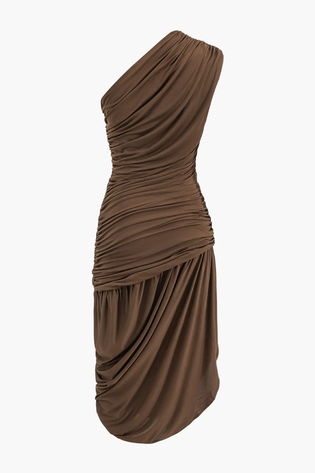 Asymmetrical Sleeveless Ruched Midi Dress>MICAS Online