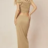 Asymmetrical Twist Top And High Waist Maxi Skirt Set>MICAS Sale