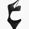 Asymmetrical U-ring Cut Out Ruched One-Piece Swimsuit>MICAS Fashion