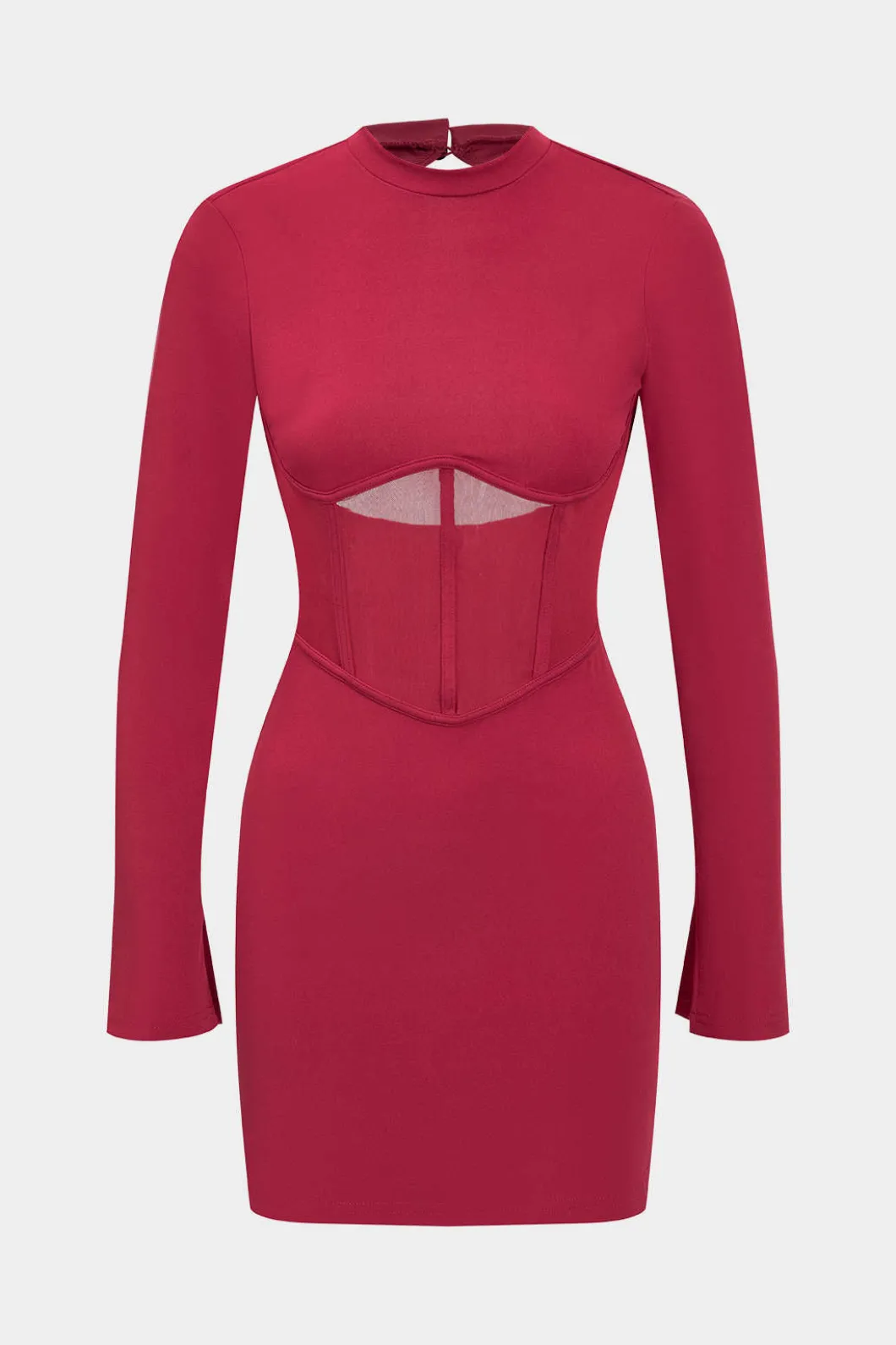 Backless Corset Long Sleeve Midi Dress>MICAS New