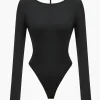 Backless Cut Out Long Sleeve Bodysuit>MICAS Outlet