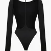 Backless Cut Out Long Sleeve Bodysuit>MICAS Outlet