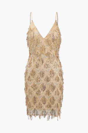 Backless Fringe Sequin Mini Dress>MICAS Best