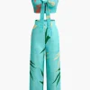 Bamboo Leaf Print Knot Cami Top And Pants Set>MICAS Hot