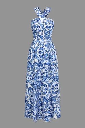 Baroque Print Cross Cut Out Maxi Dress>MICAS Best